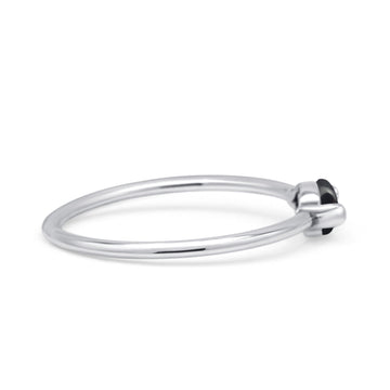 Oval Oxidized Petite Dainty Thumb Ring Simulated Black Onyx Statement Fashion Ring 925 Sterling Silver